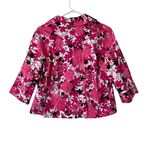 SPRING BLAZER JACKET PRETTY PINK BLACK AND WHITE FLORAL PRINT SIZE L - Picture 2 of 6